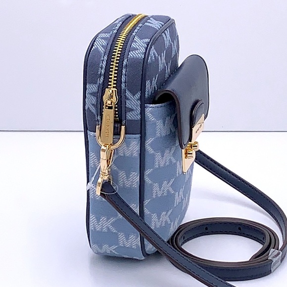 MICHAEL KORS SLOAN EDITOR SMALL NS  TOP ZIP FLAP PACKET PHONE XBODY NAVY MULTI - Picture 2 of 16